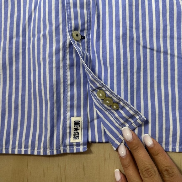 Converse Men's Blue and White Striped Button Down Shirt Cotton XXL - Picture 5 of 14